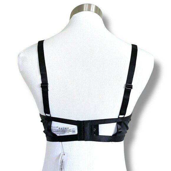 Adore Me Emilie Bralette 1X Black Floral Embroidered Sheer Mesh Wire Free Bra - Picture 6 of 9